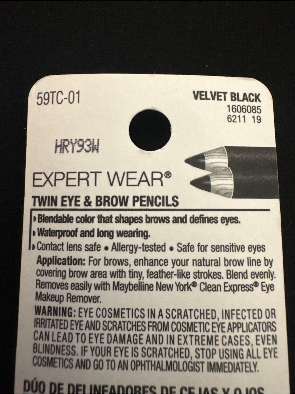 Maybelline Expert Wear Twin Eye & Brow Pencils 101 Velvet Black 2-Pack NEW - Picture 4 of 4